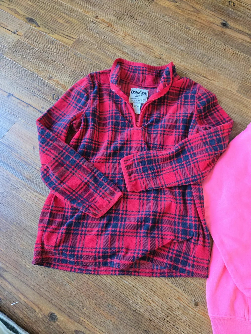 Lot Of 3 Girls Medium Sweatshirt Pink 'Seaside' Hoodie, Plaid Fleece,  Purple